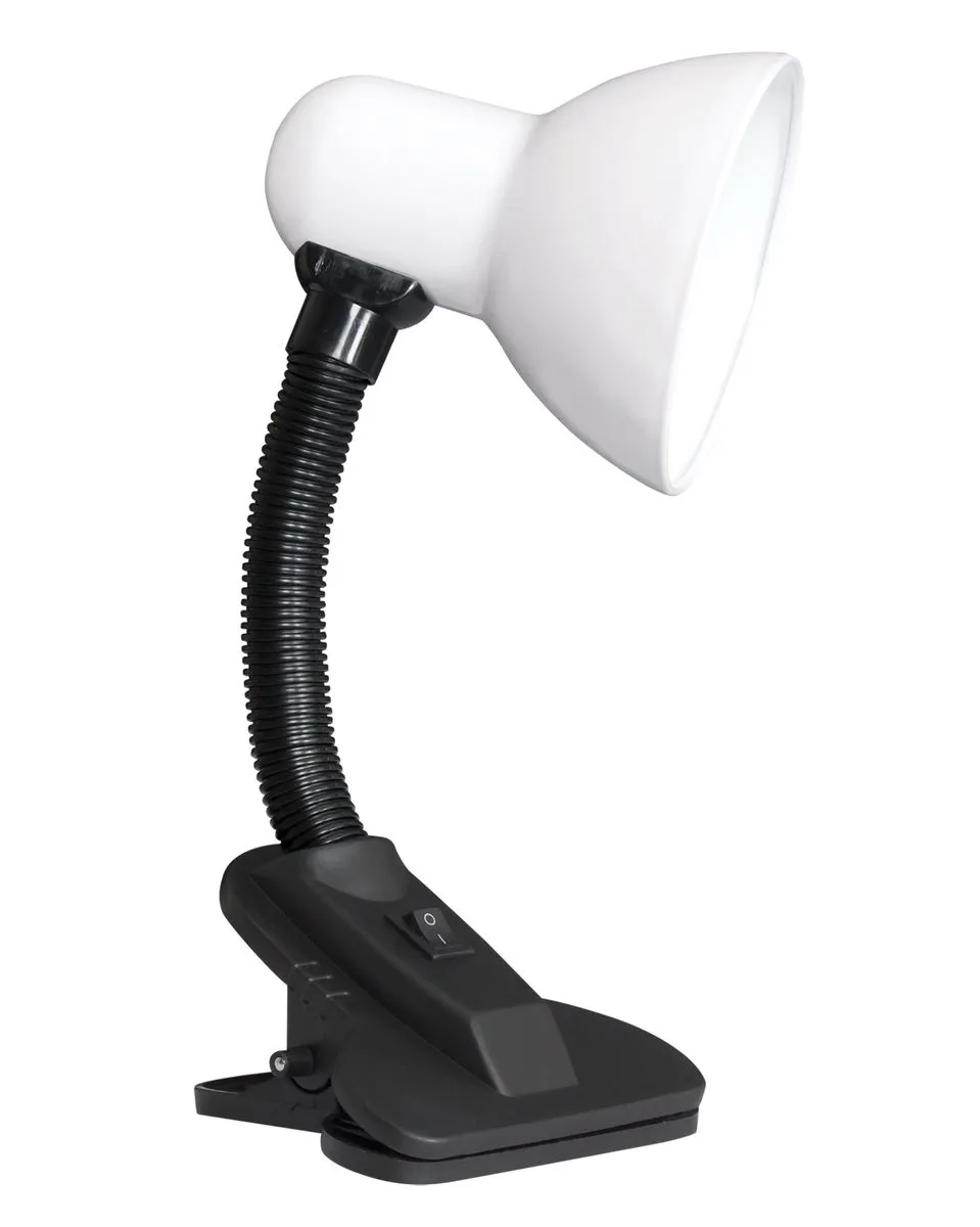 Bright Star Lighting CL005 Black Clamp-On Desk Lamp for Focused Lighting - White & White