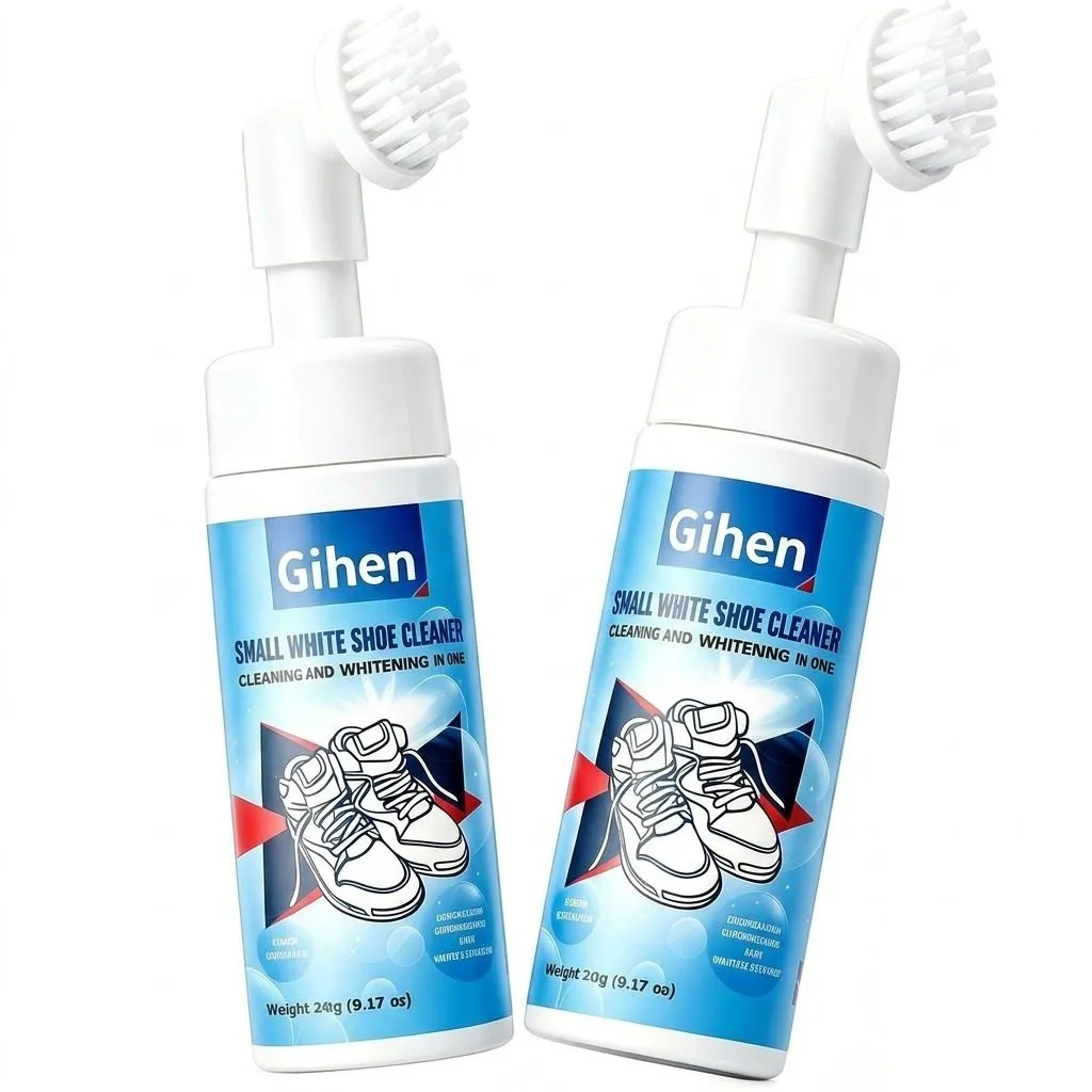 Water Free Foam Shoe Cleaner Kit With Brush And Cloth 2 Pack