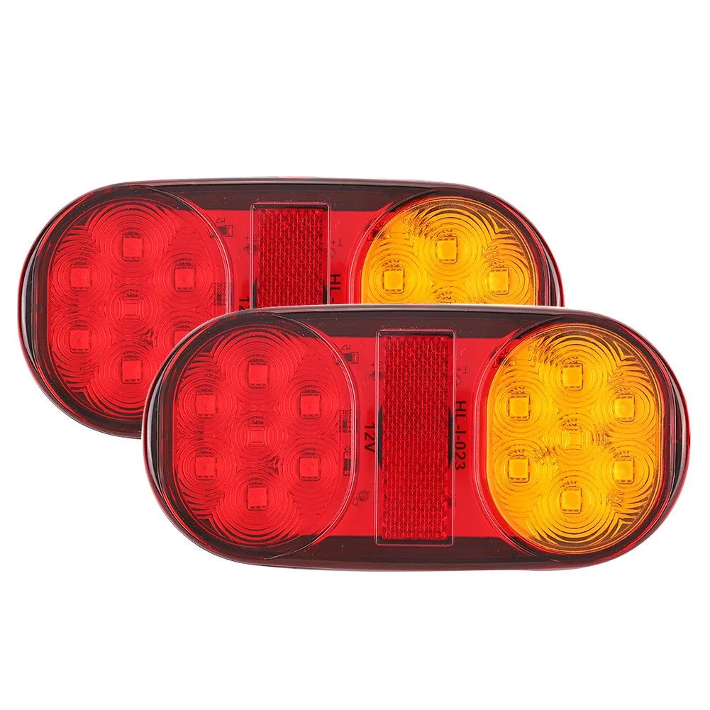 24V Trailer Taillight 14LED Dual Color Oval 2pcs