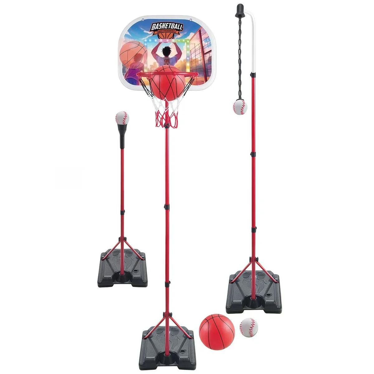 6-in-1 Kids Sports Playset Basketball, Baseball & Ring Toss Set