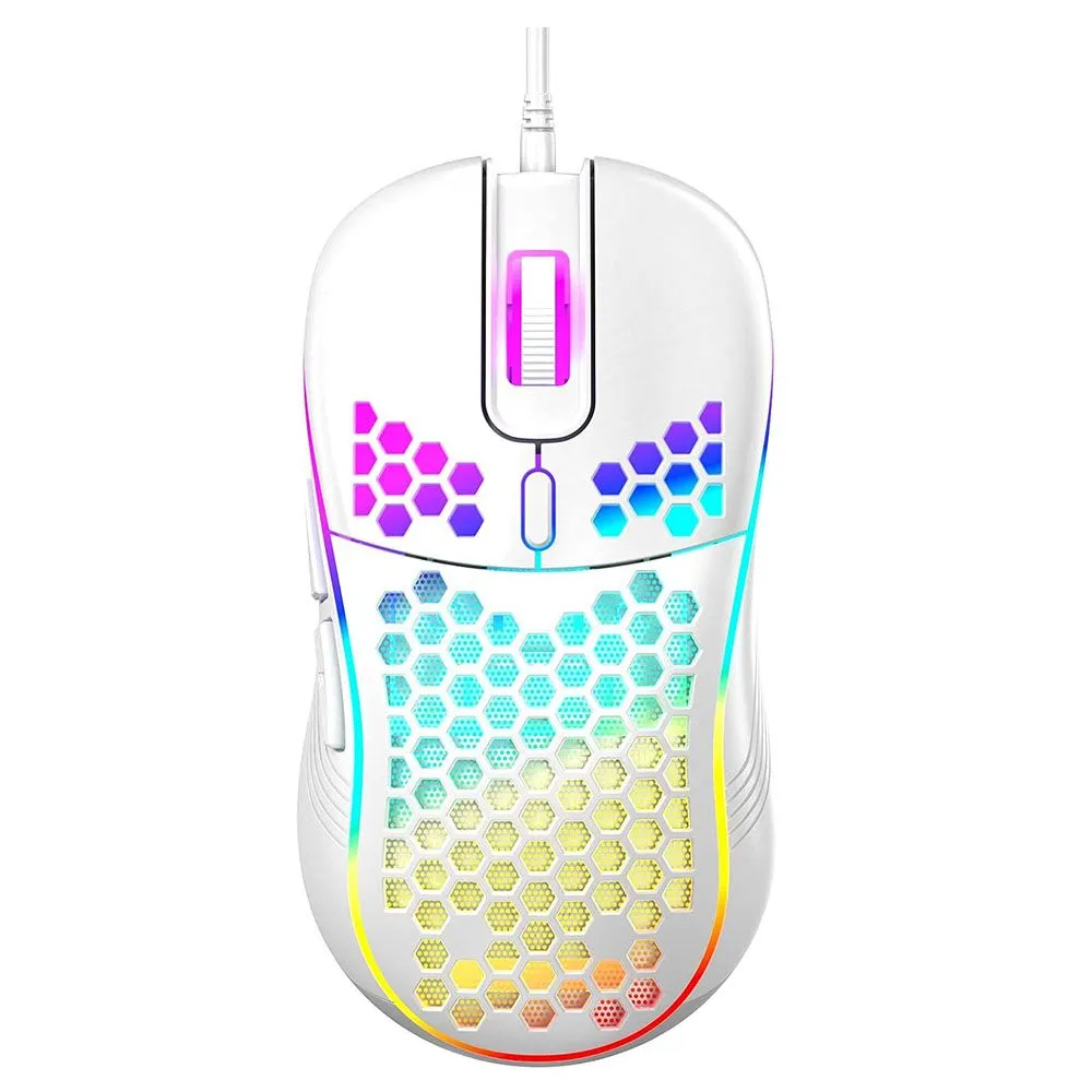 RGB Backlight and 7200 Adjustable DPI Honeycomb Wired Gaming Mouse White