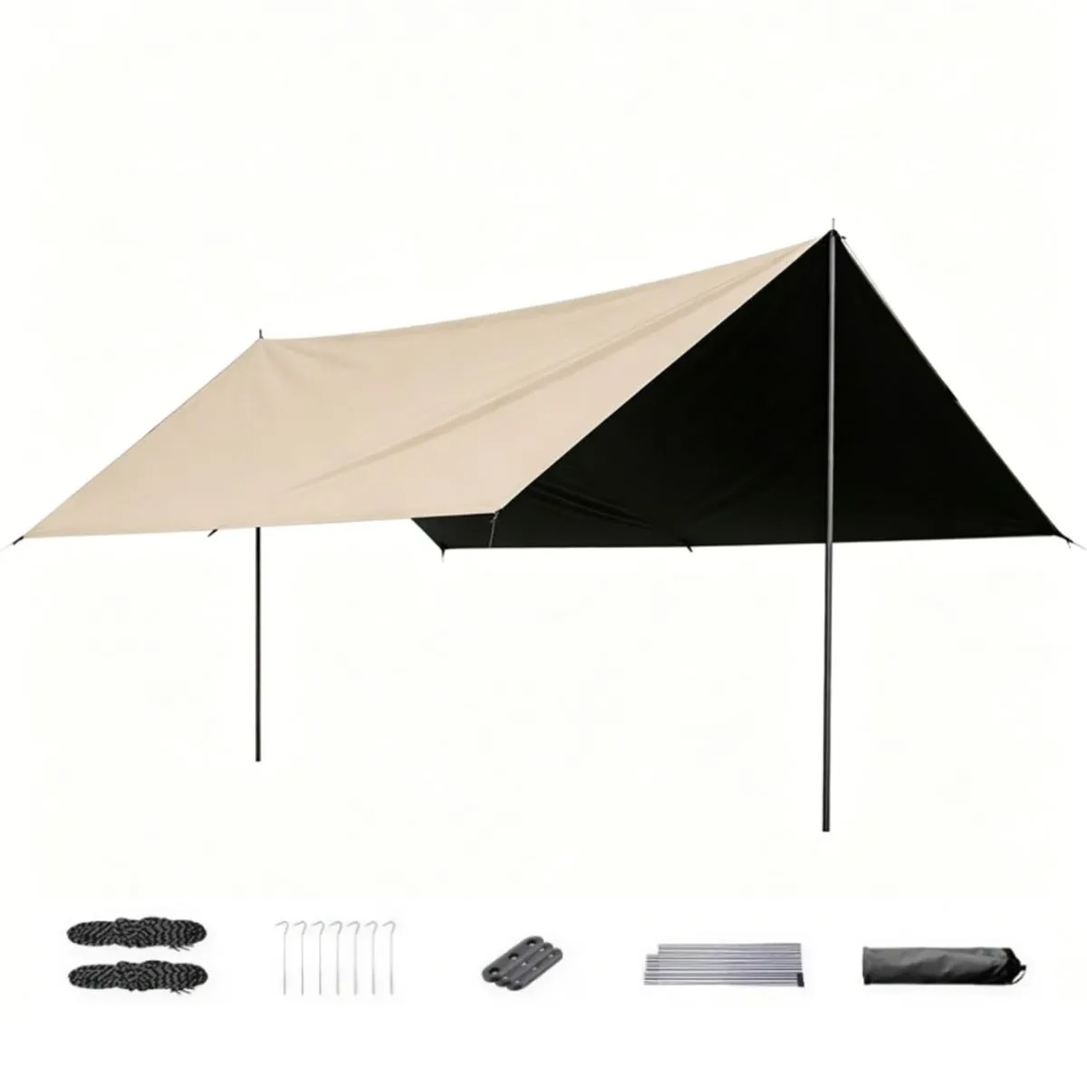 3x5m Black Vinyl Sun And Rain Tarpaulin, Suitable For Outdoor Patios