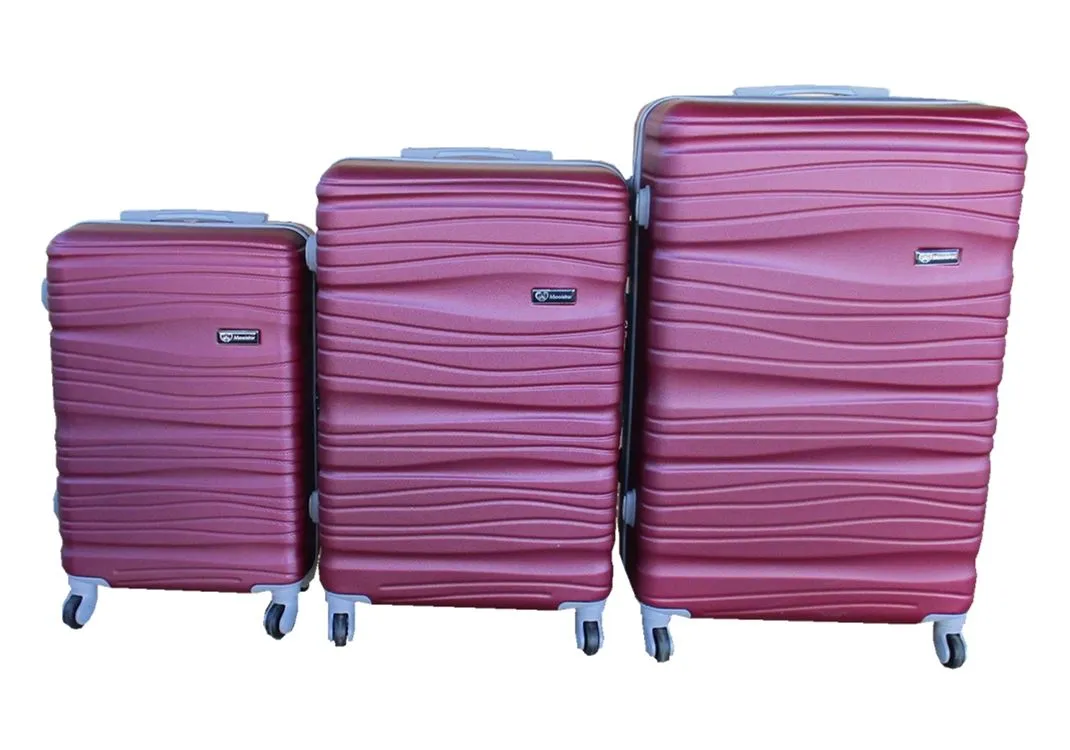 3 Piece Travel 30" Luggage Suitcase Bag Set-Stylish -Maroon