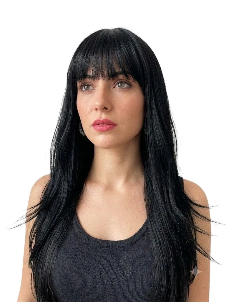 Long Straight Synthetic Wig With Fringe-Susan-#1