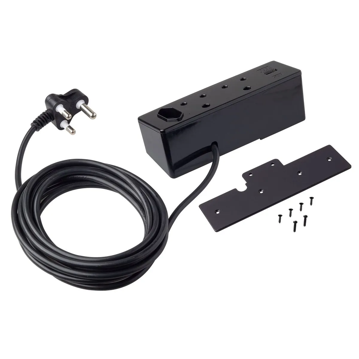 Power Hub with USB A - Vertical Desk Mounting - Gloss Black