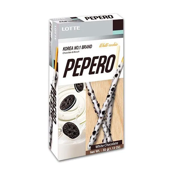 Lotte Pepero White Chocolate & Cookie-Covered Biscuit Sticks 4 x 32g