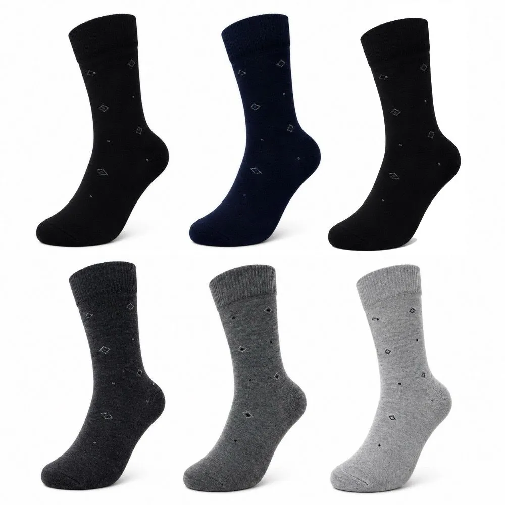 6 Pack Mens Dress Socks Neutral Colours Soft Stretch Crew Socks
