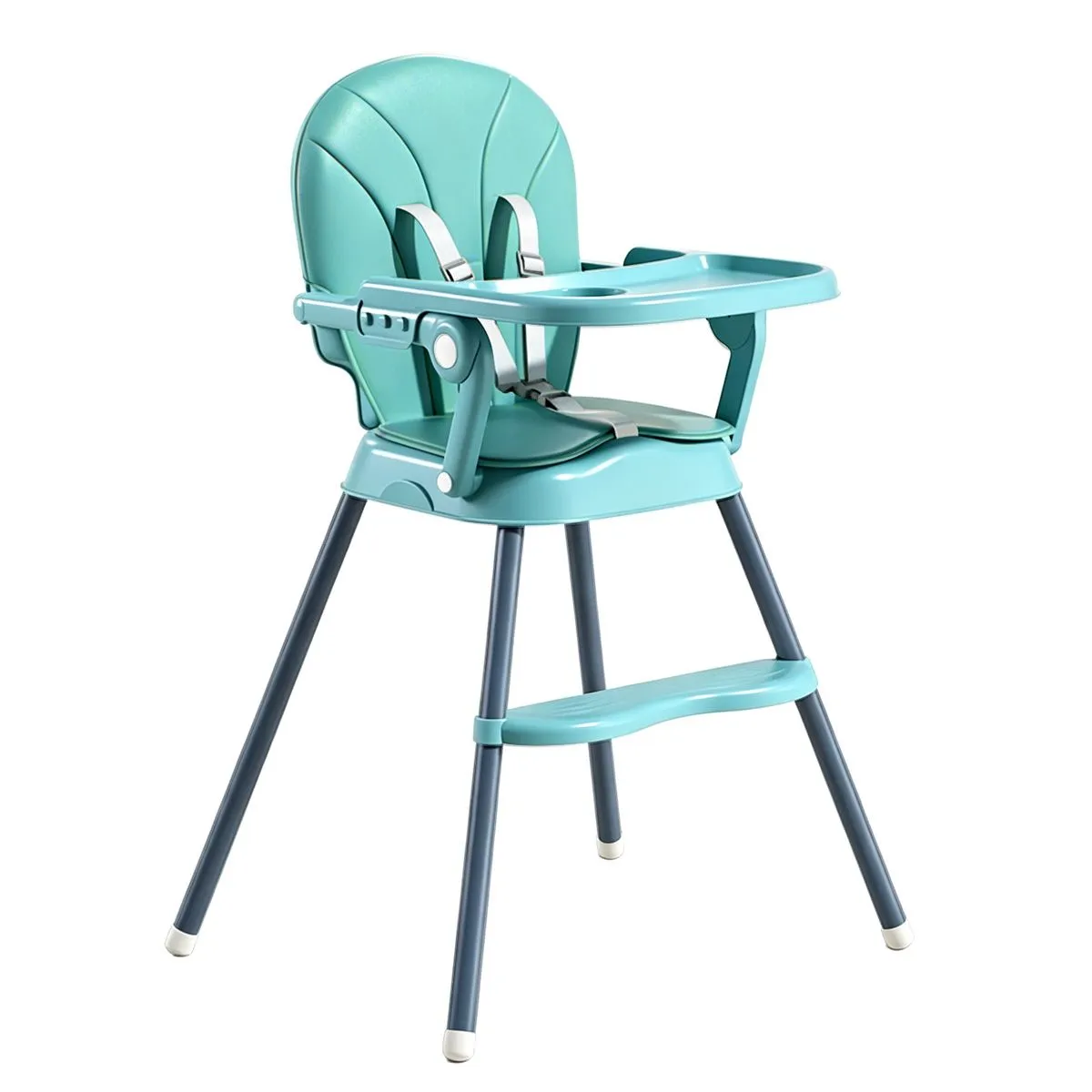 Foldable & Adjustable Baby Feeding High Chair with Safety Harness - Celadon