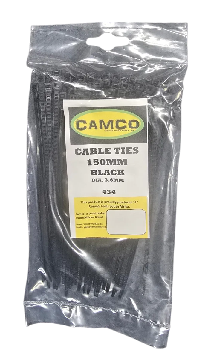 Camco Cable Ties 150mm Nylon (100 PIECE) - Black