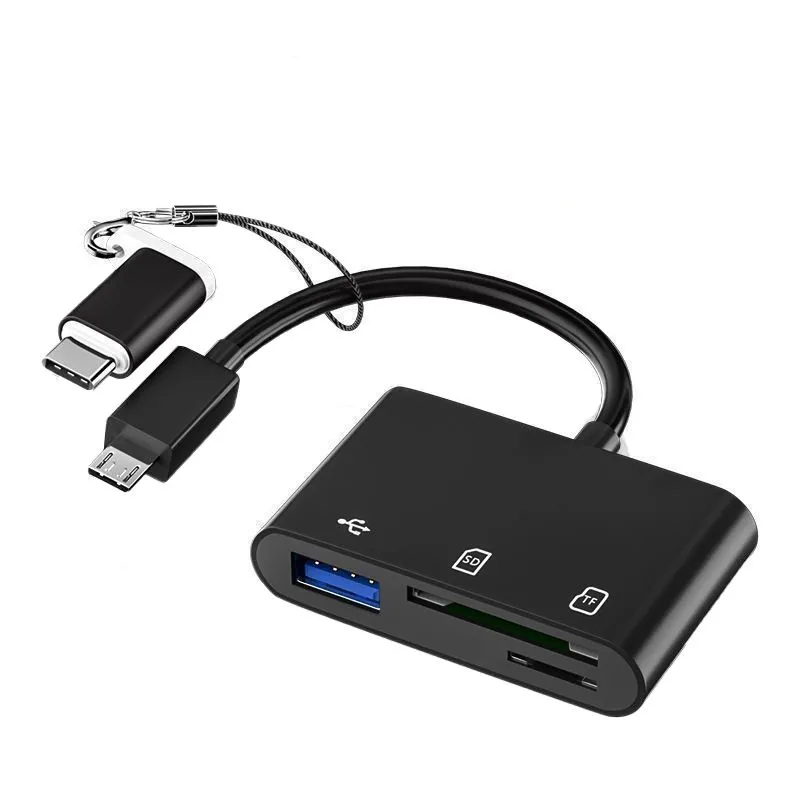 Memory Card Reader OTG Card Reader Adapter Type-C Micro to Usb/TF/SD - Black