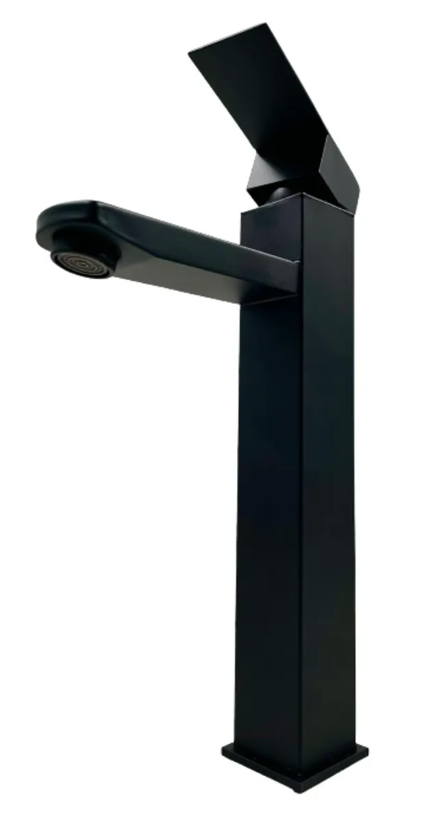 Matt Black Bathroom Basin Mixer Sink Taps Tall Counter Top Single Lever