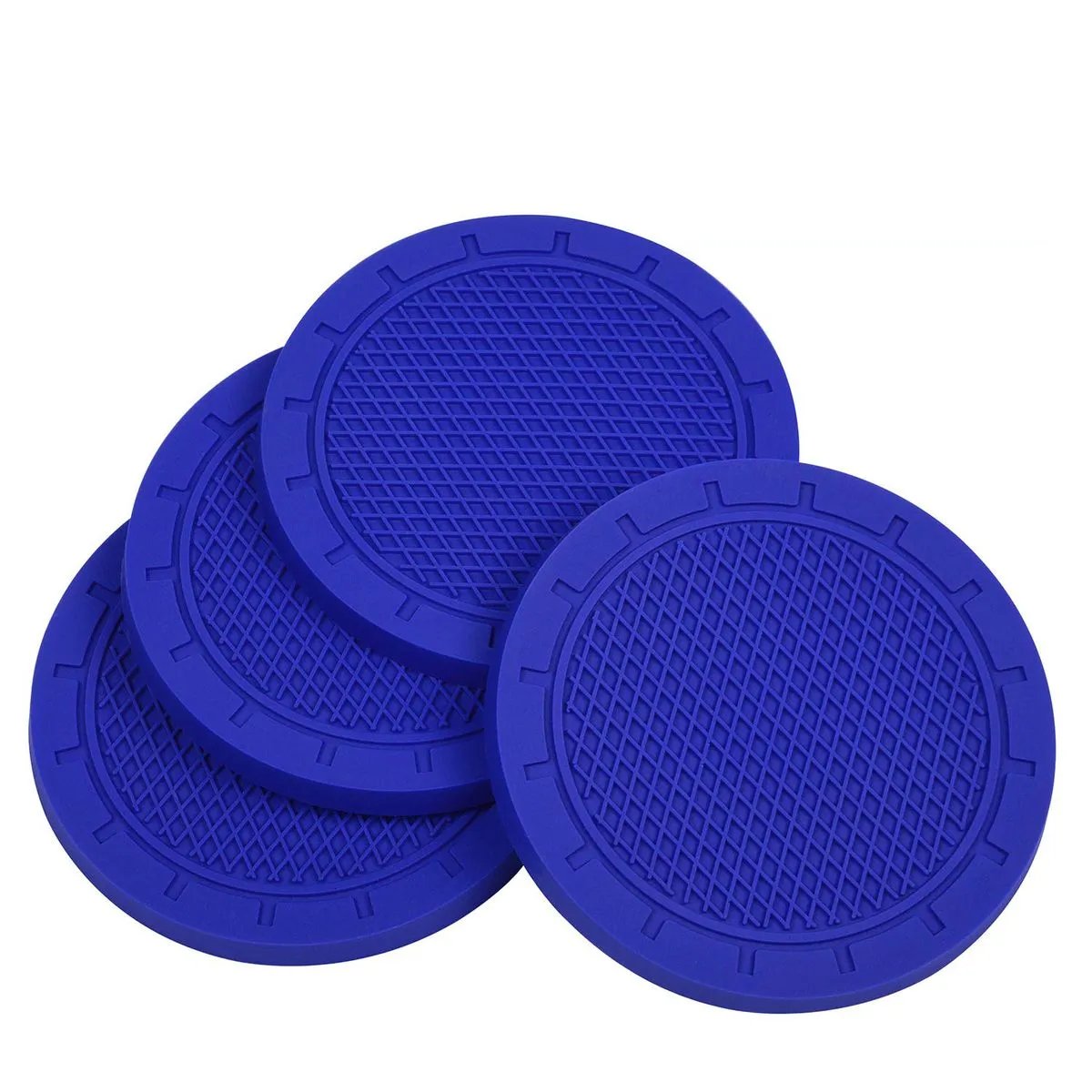 Car Coasters, 4-Piece Set, Embedded Non-Slip Car Coasters. - Blue