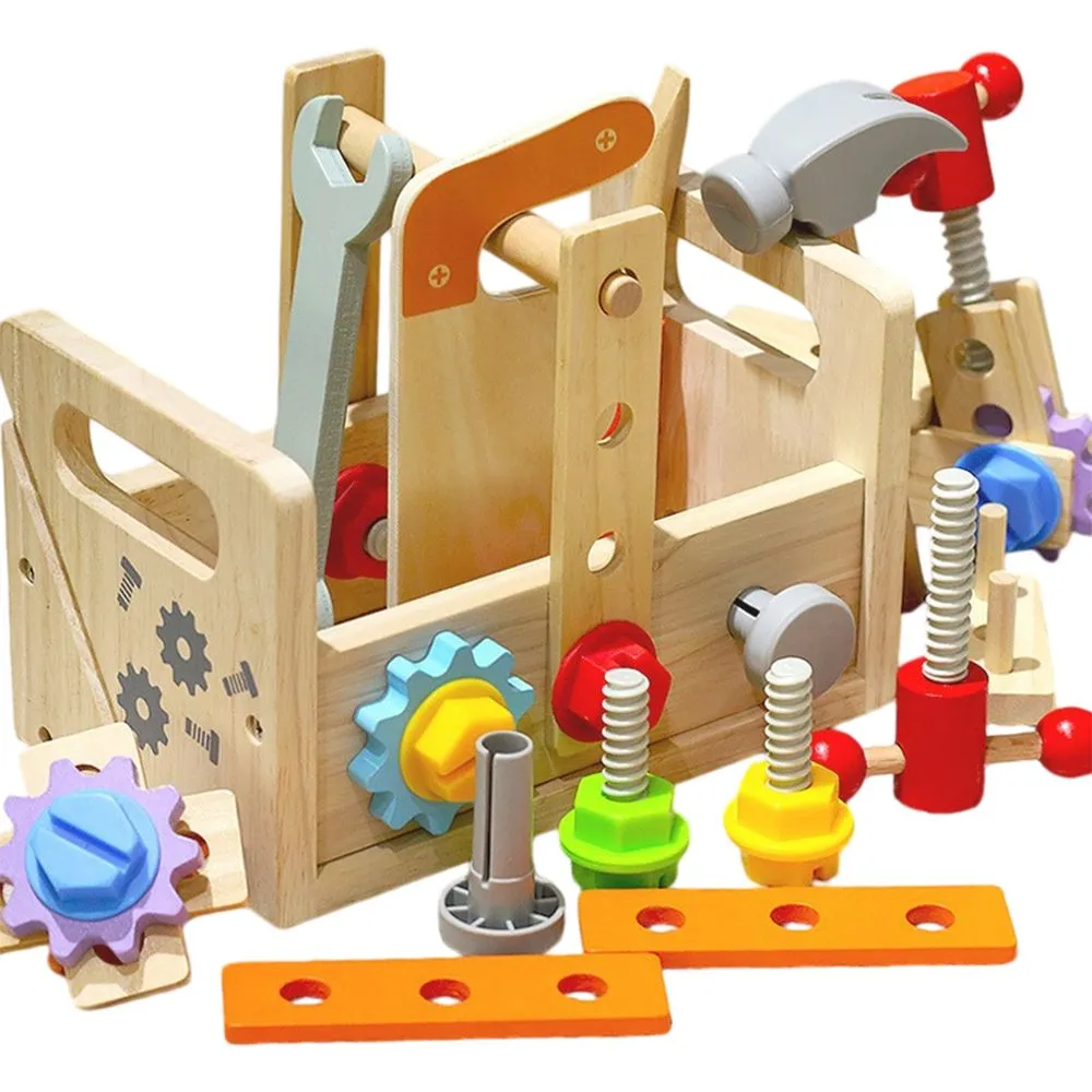 29Pcs STEM Wooden Tool Set for Kids, Educational Toy for Toddlers Age 2+