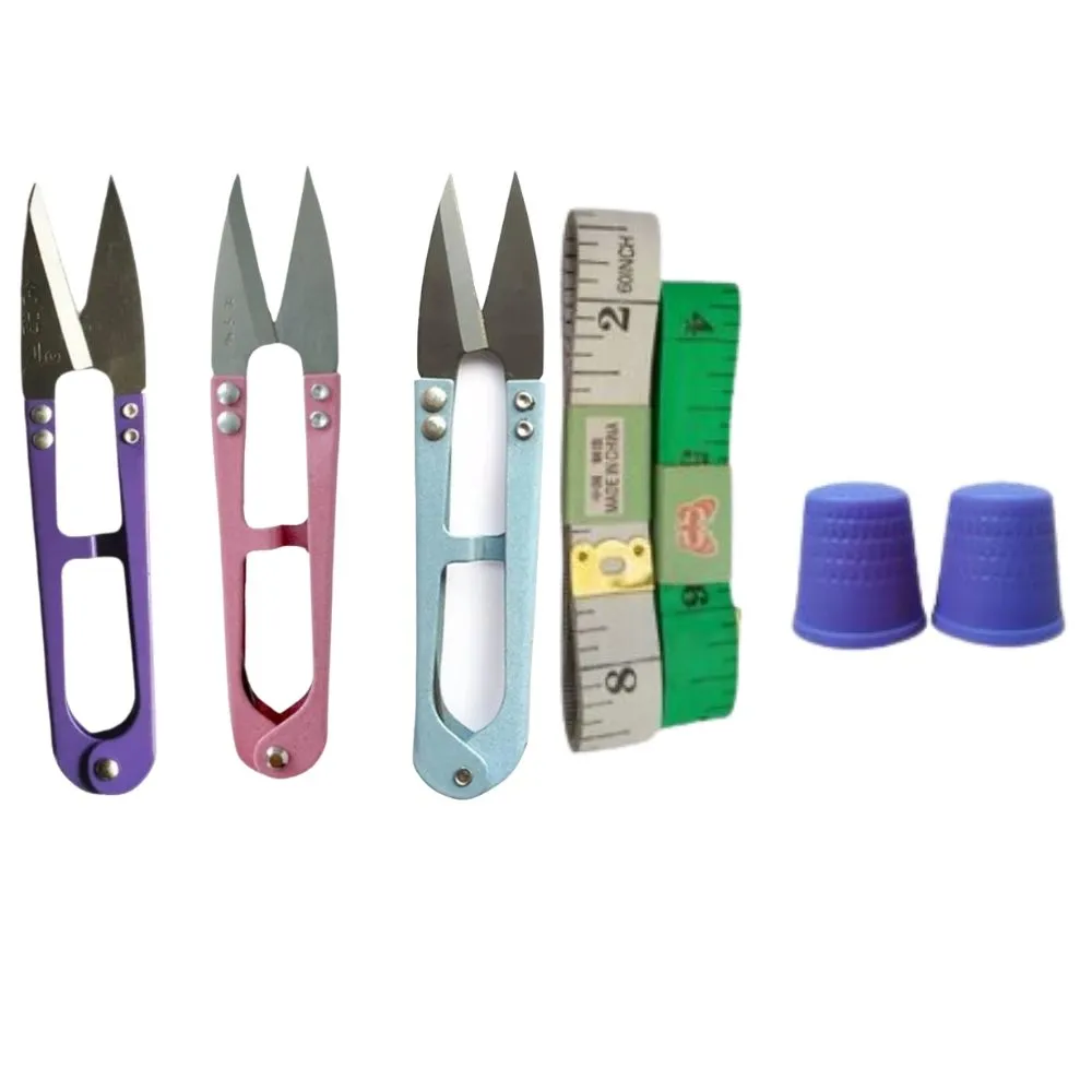 SourceDirect - Thread Cutter (Assorted), Measuring Tape 150cm & Thimbles