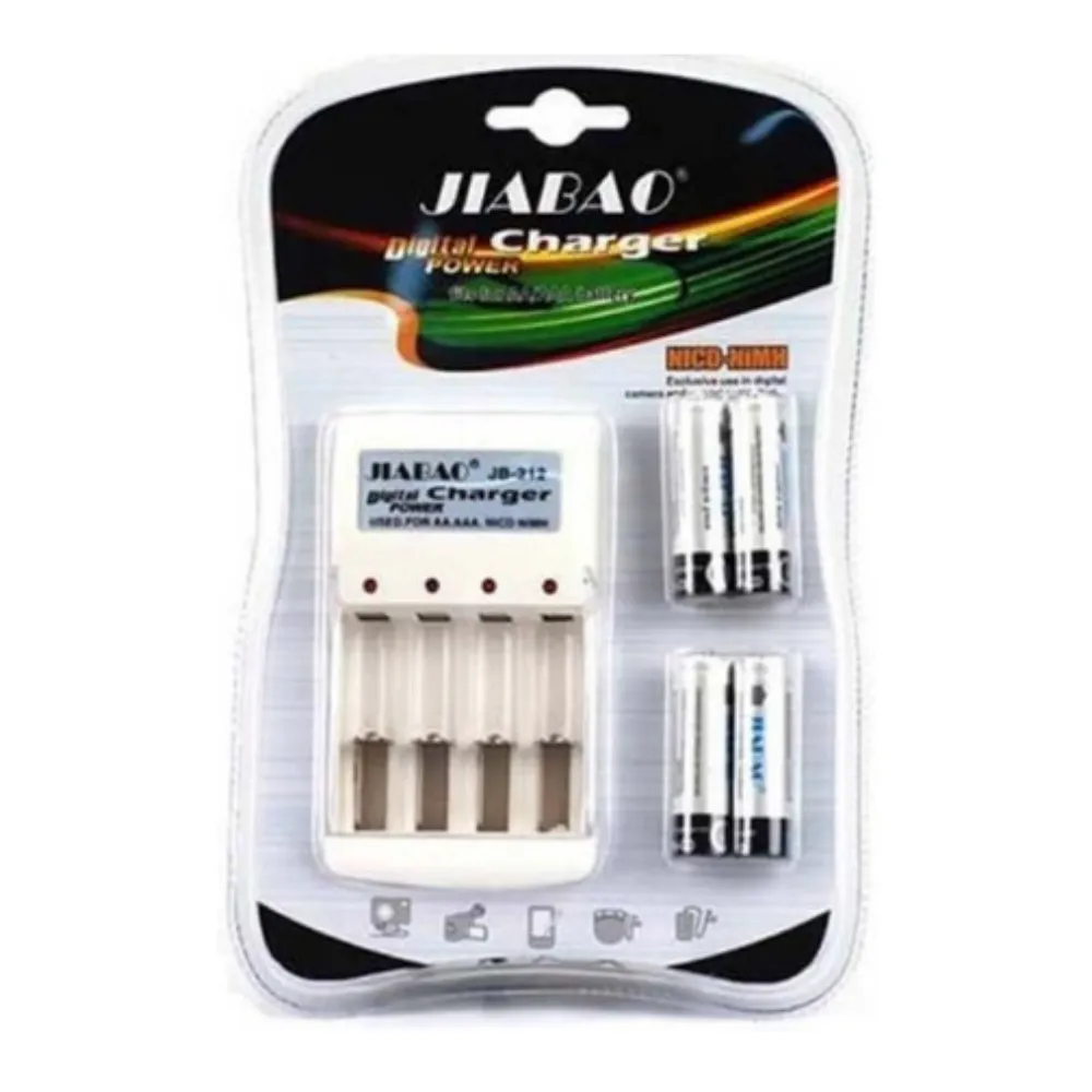 Jiabao JB212 Battery Charger + 4 600mAh AA Rechargeable Batteries x 1