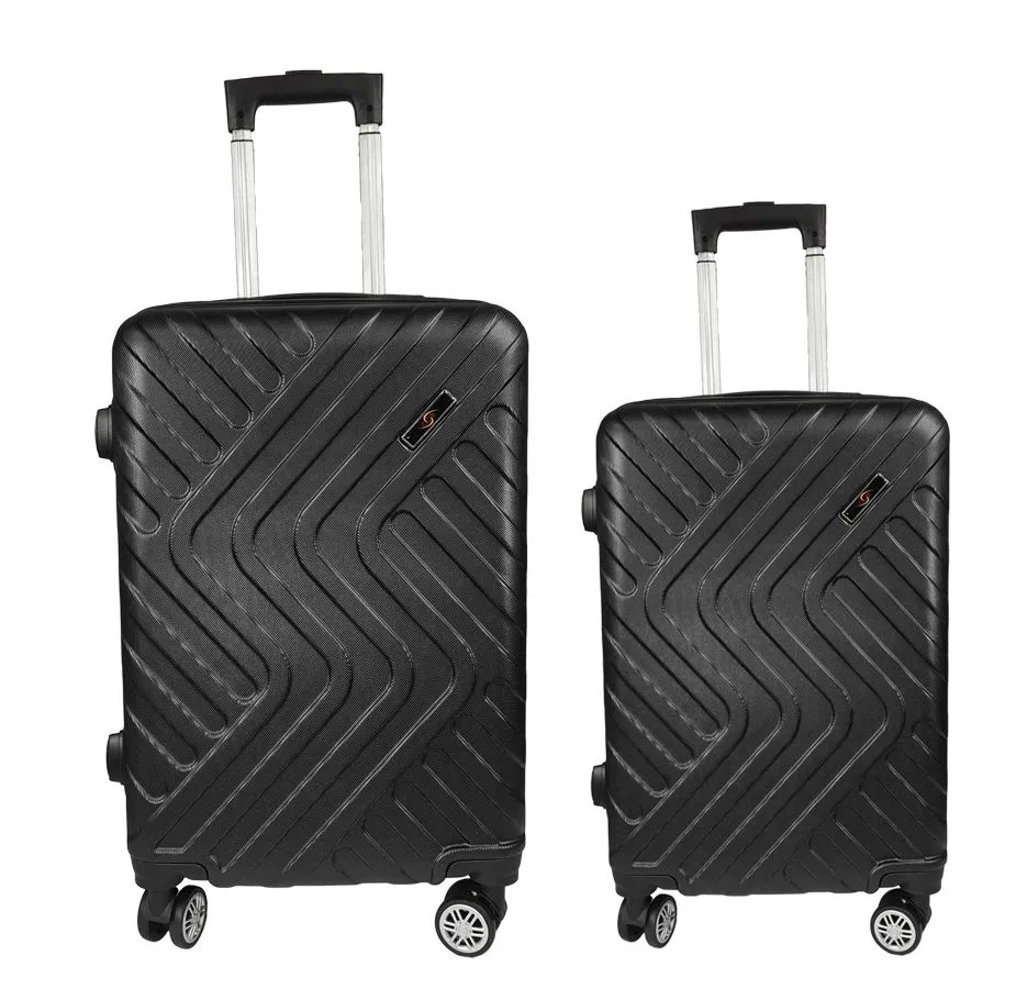 2 Piece Travel Suitcase, Sizes 25'' 21'', Hard Shell With Combo Lock - Black