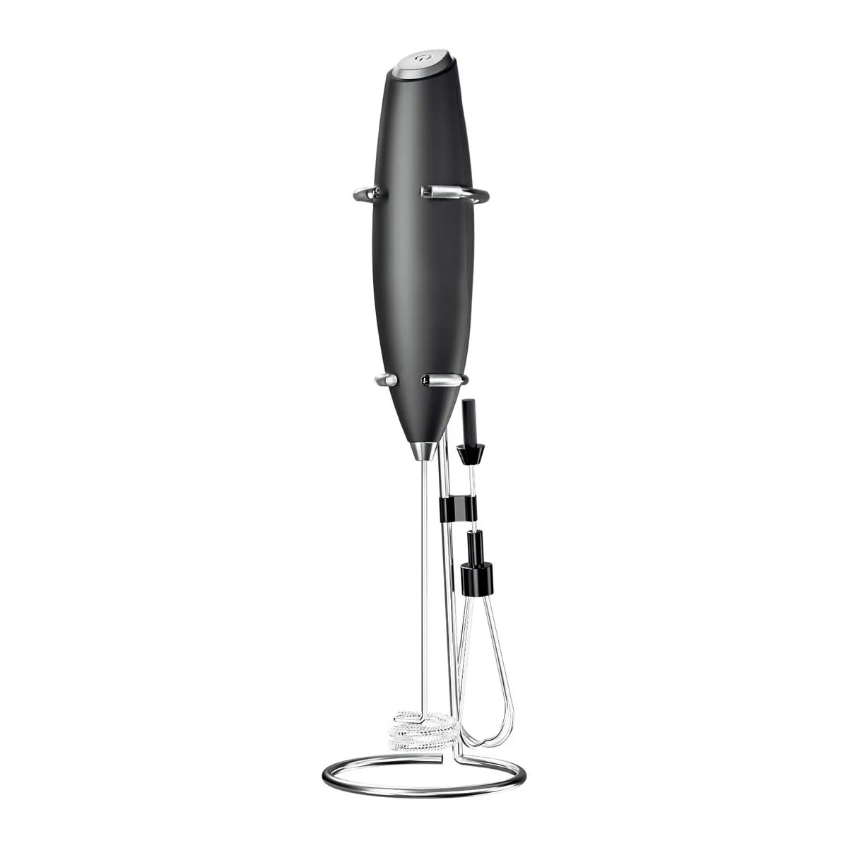 Handheld Electric Milk Frother/Egg Beater with Stainless Steel Stand - Black