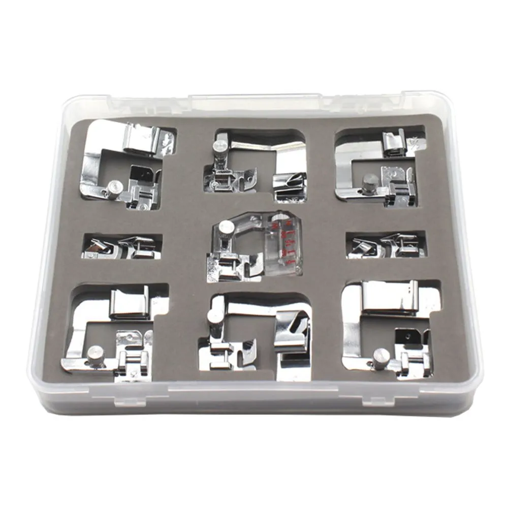 Sewing Machine Narrow Rolled Hemming Presser Foot Set - 9 Pieces