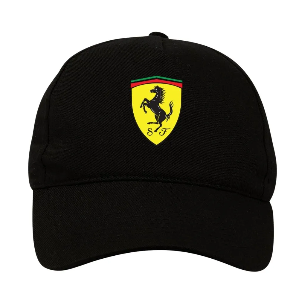 Ferrari 5 Panel Cap - Black