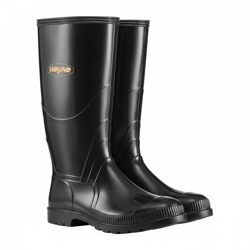 Wayne Gumboots Men's Knee-High Rubber Boots, Black, S5 Size