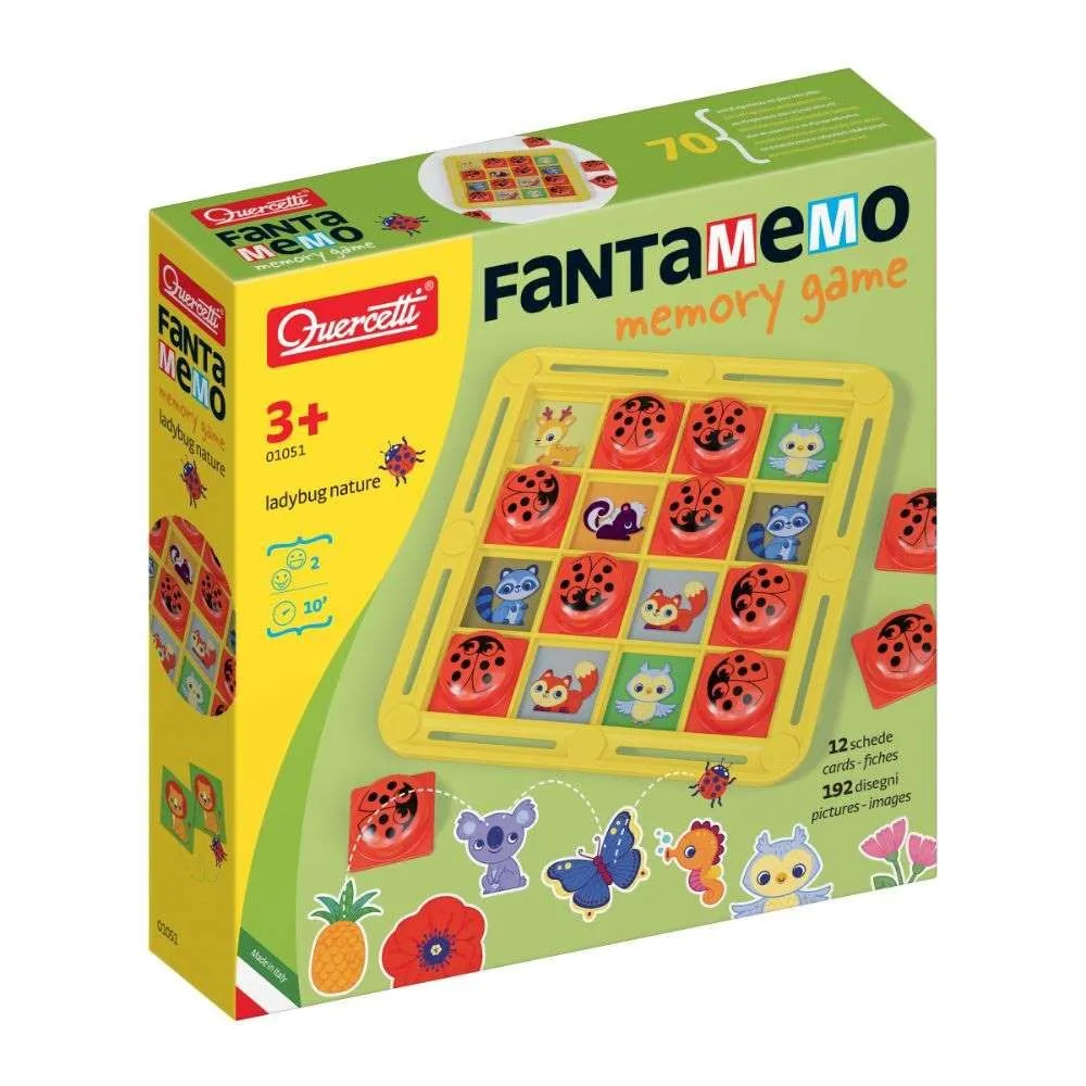 Quercetti - Ladybug Memory Game - Nature-Themed Matching Cards for Kids