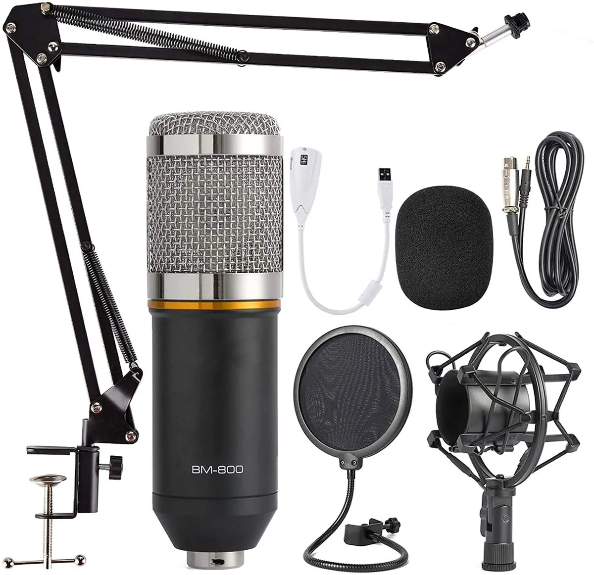 Podcast Equipment Bundle, BM-800 Mic Kit - Silver