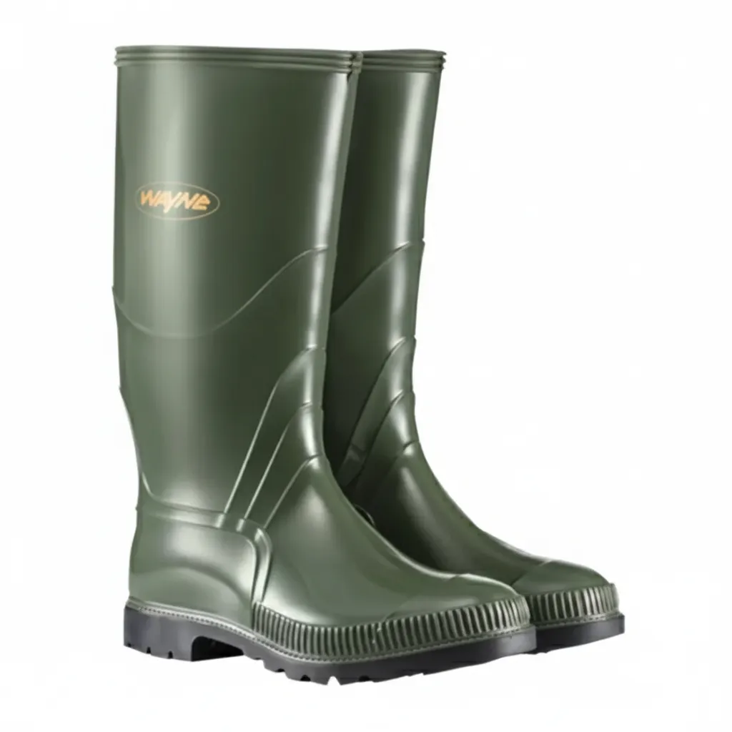Wayne Gumboots Durable Waterproof Mens Gumboots - Olive/Black