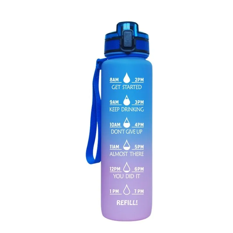 BPA Free Leakproof 1L Sport Water Bottle With Time Marker