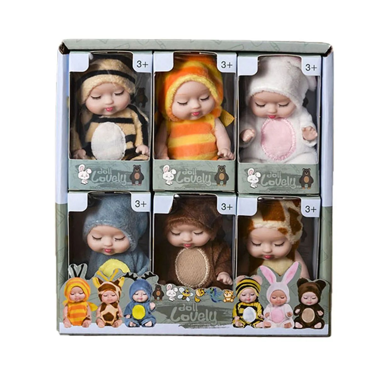 6 Piece Baby Doll Gift Set Sleep Dolls with Colorful Outfits - Forest