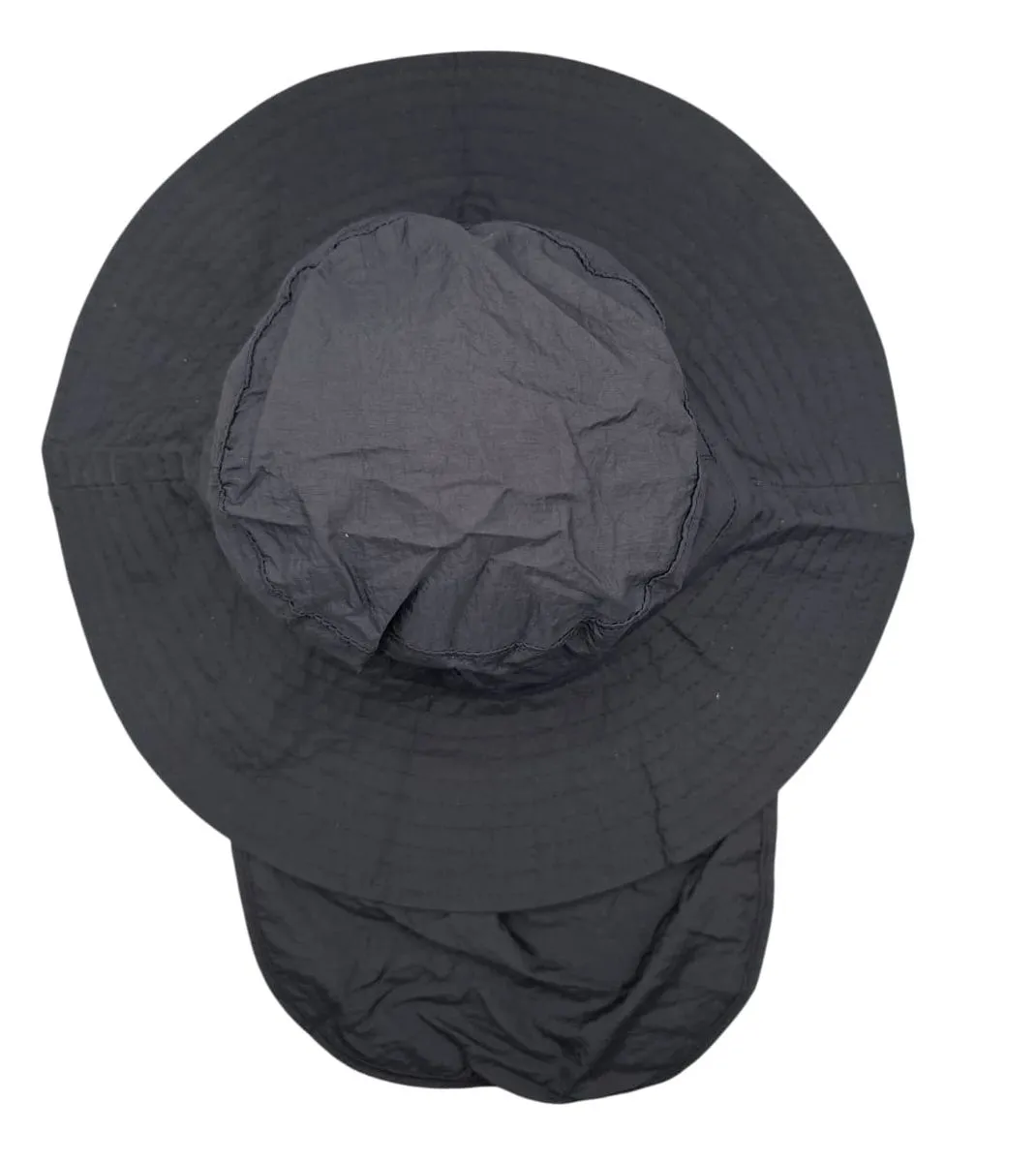 Toddler Bucket Sun Hat with Neck Flap - Adjustable Wide Brim Play Hat - Black