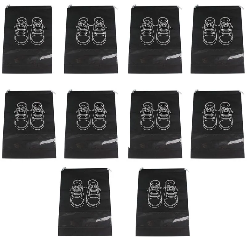 10-Pieces Of Non-woven Shoes Bag Travel - Black