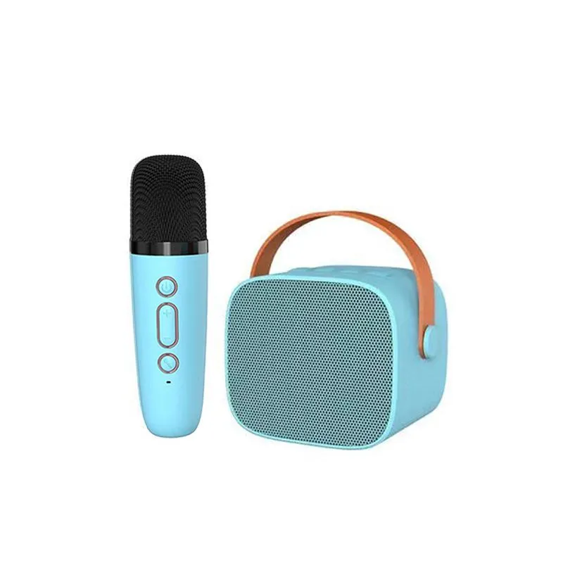 Bluetooth Speaker Mini Karaoke Machine with Wireless Microphone - Blue Bluetooth Speaker Mini Karao…