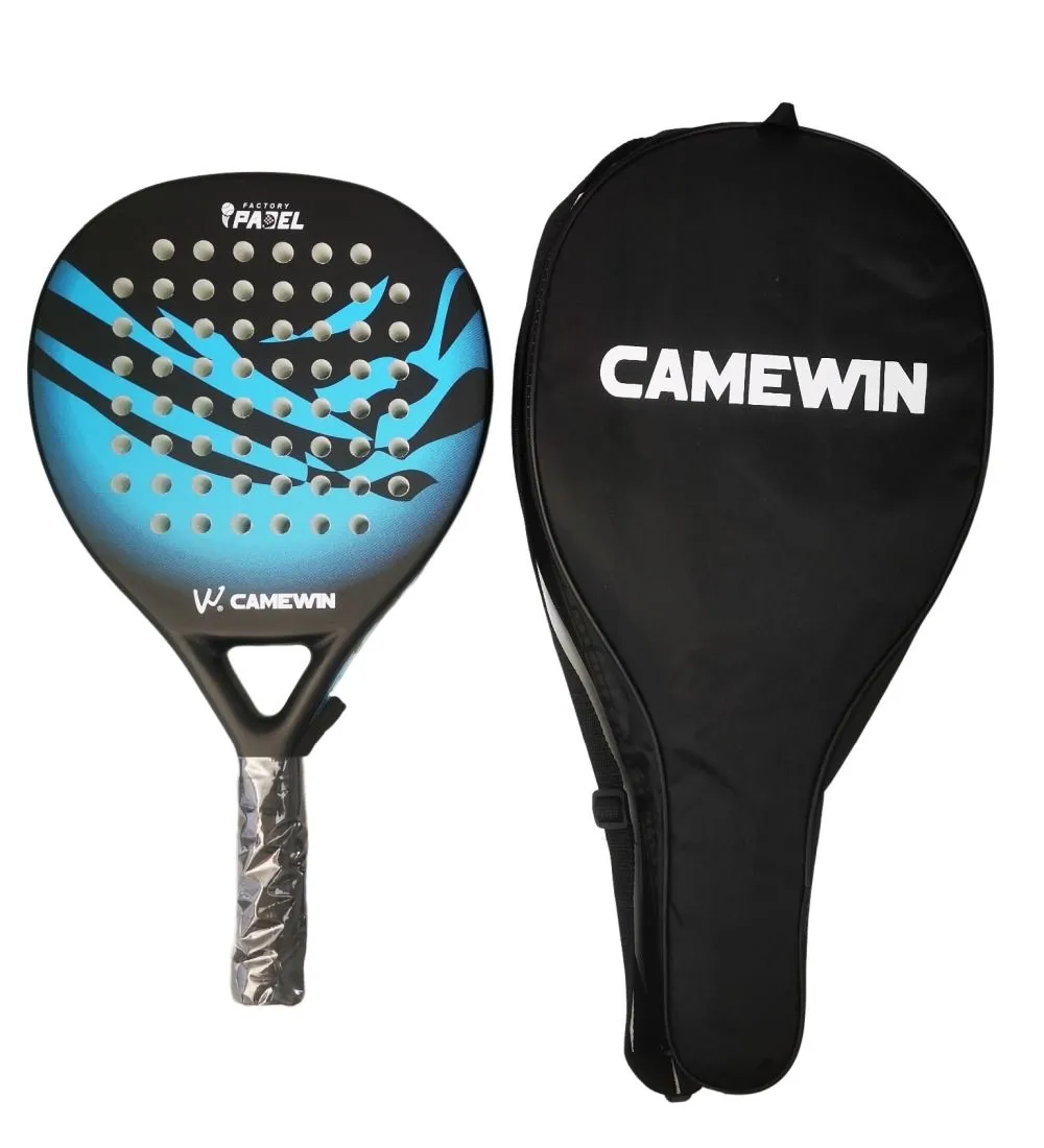 Carbon Fibre Padel Racket / Bat - Marble Design & Padded Carry Bag - Blue