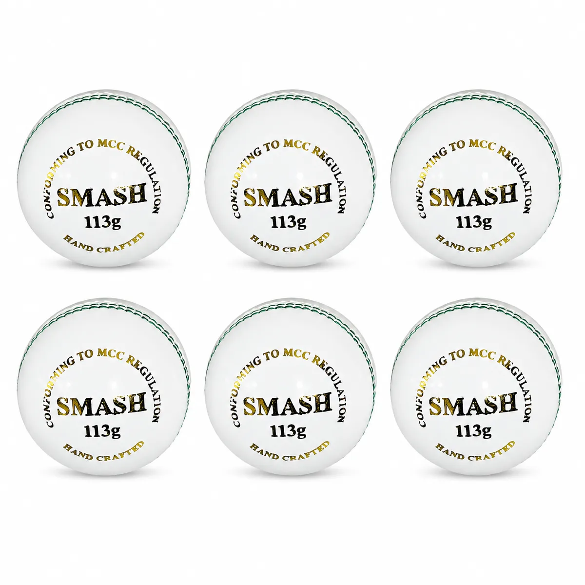 Smash 113g 2-Piece Cricket Balls - White (Pack of 6)