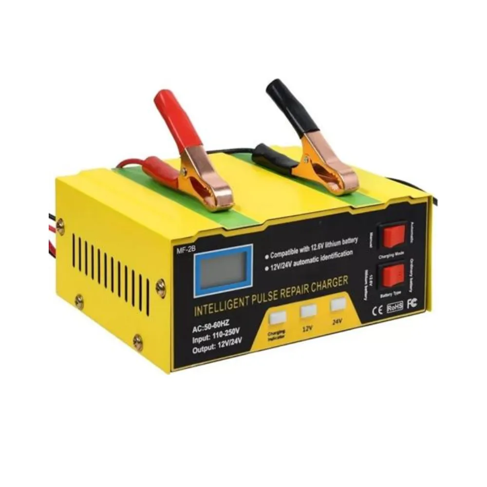 Digital Display 400w High Power Smart Fast Intelligent Car Battery Charger - Yellow