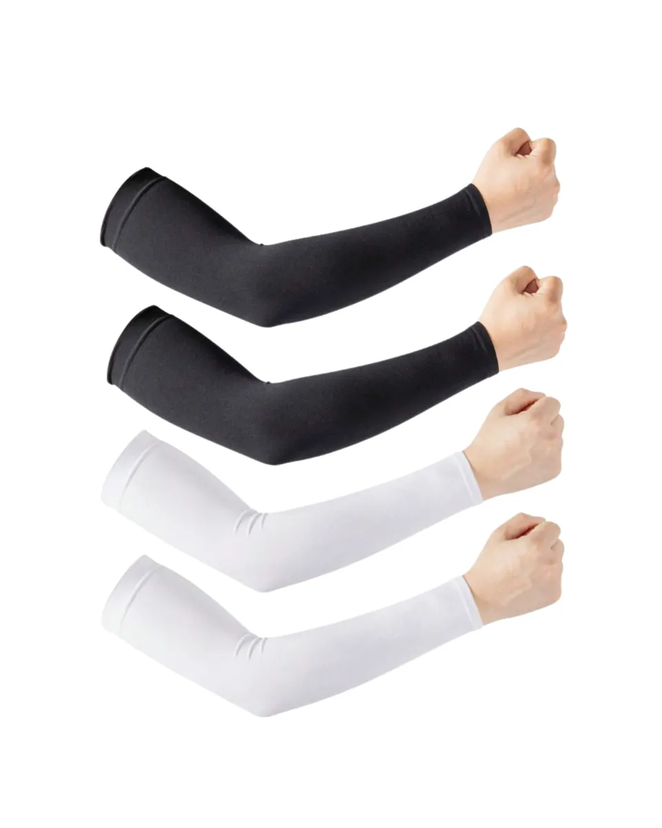 4-Pack Compression Arm Sleeves - Black & White Pairs