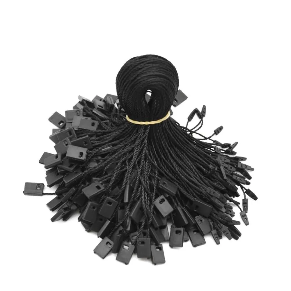 1000pcs Clothing Tag Rope Cotton Plastic Square Hanging Tablets - Black