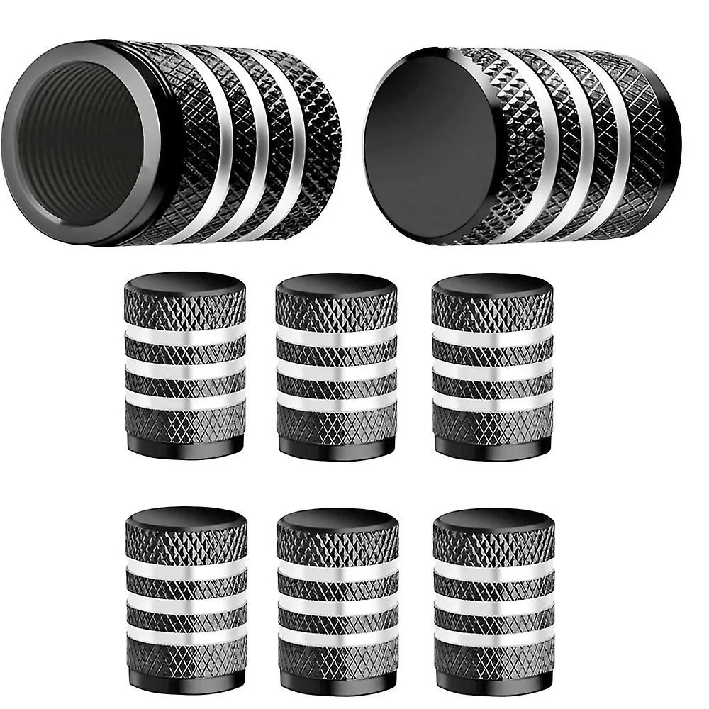 Dust Caps for Car Tyres 4 Pieces Aluminum Alloy Valve Dust Caps - Black