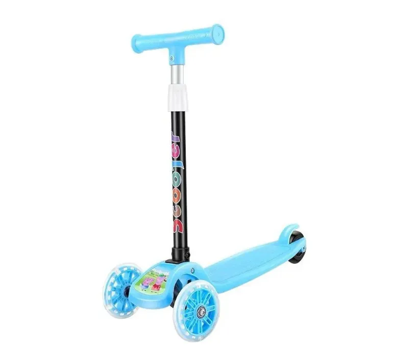 ONDL Folding Kids Scooter Tricycle Ride Toys with Flashing Light Wheels - Blue