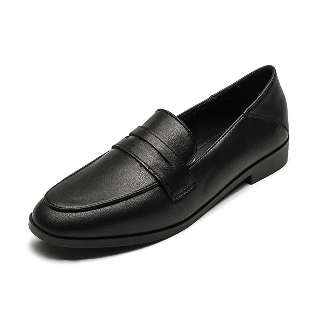 Penny Loafers British Style Soft-soled Leather Classic Casual Shoes-Black