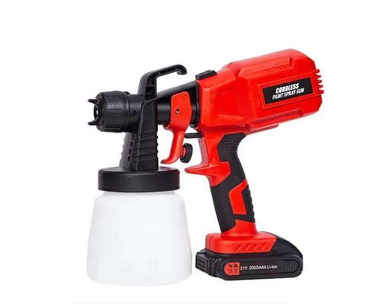 Red 800ML Cordless DIY 21v Spray Painter Painting Spray Gun