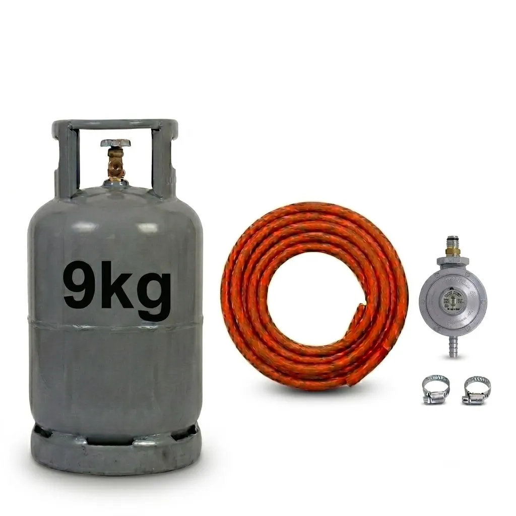9kg LPG Gas Cylinder Combo Kit with Regulator, Hose & 2 Clamps