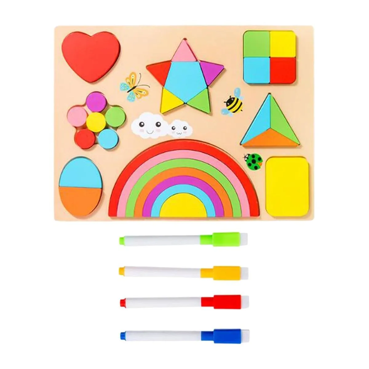 ainbow Shape Board Shape Matching Educational Toy