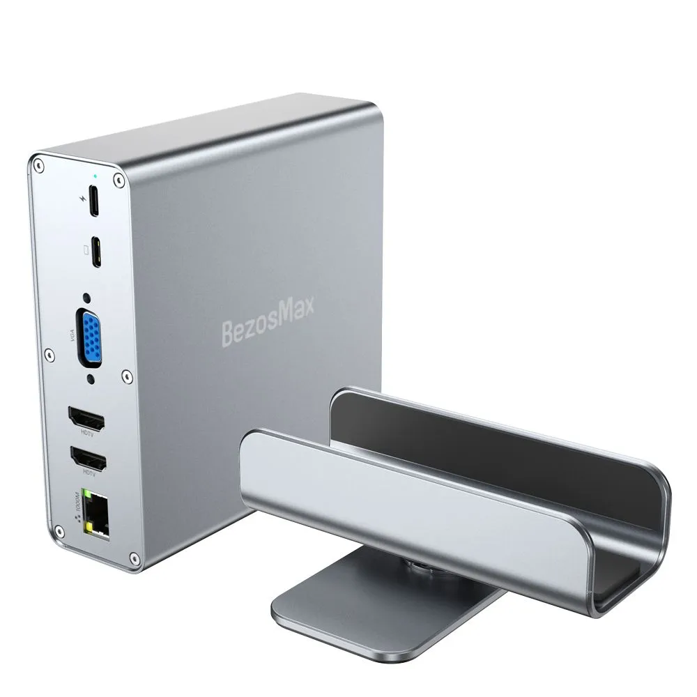 BezosMax 13 in 1 USB C Docking Station with Stable 360 Swivel Base Stand