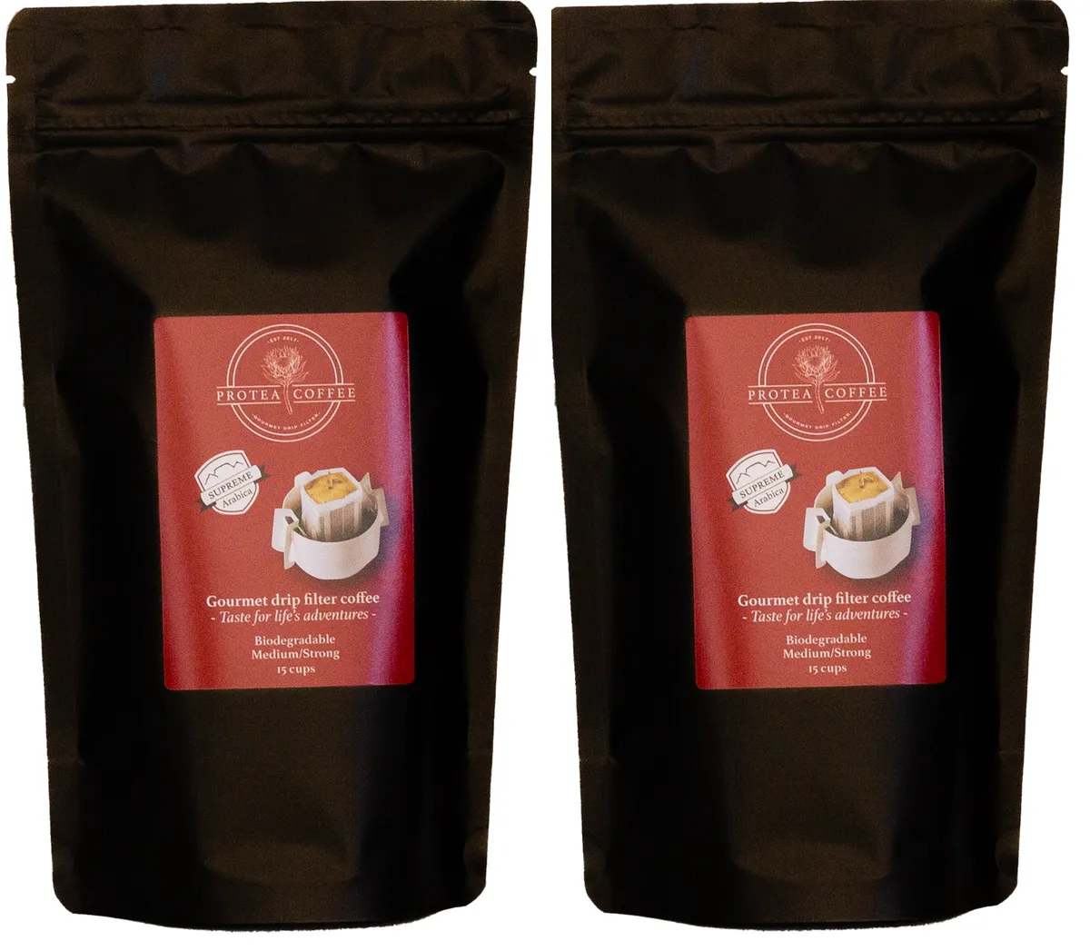 Protea Coffee Gourmet Drip Filter Coffee Creamy Supreme Arabica Pack of 2