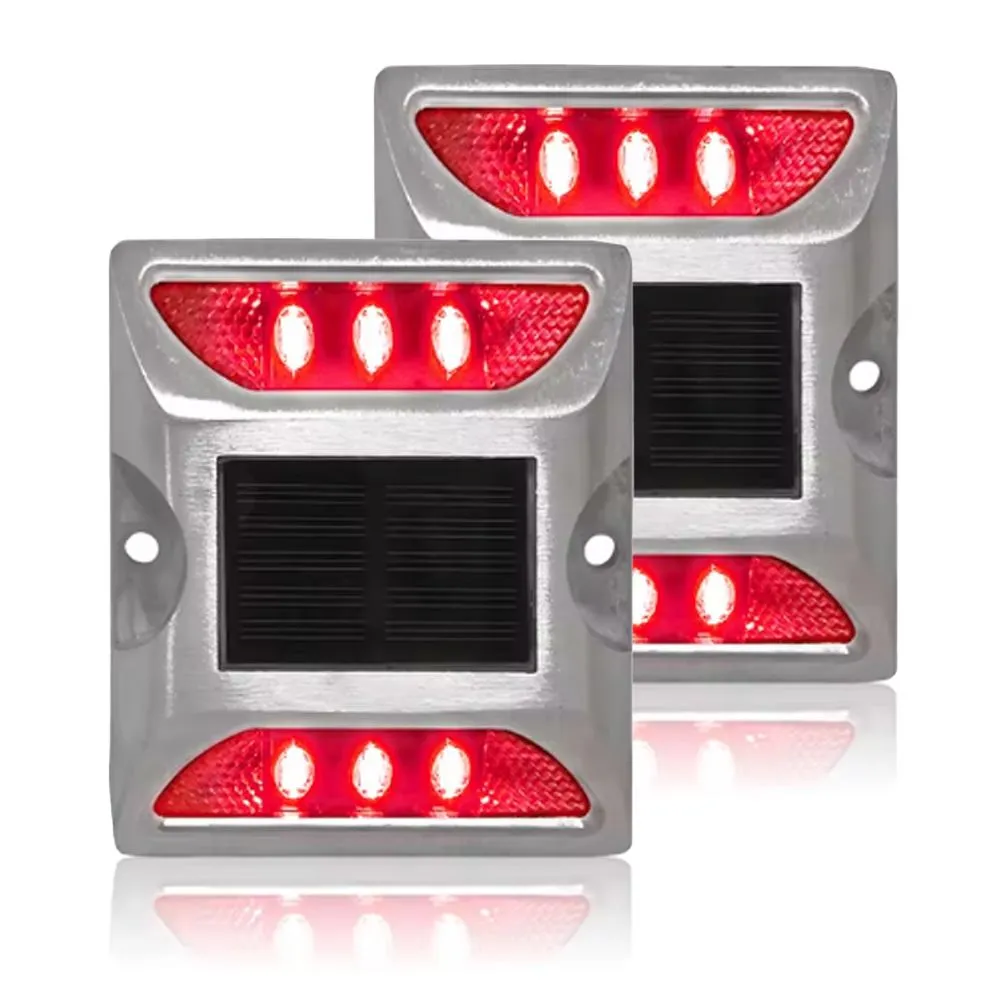 Solar LED Road Stud Light & Reflectors Metal Body | Flashing RED |JG689