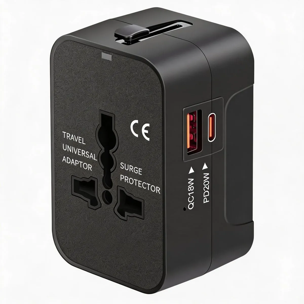 Universal USB C Travel Adapter Fast Charging,All-in-One Global - Black