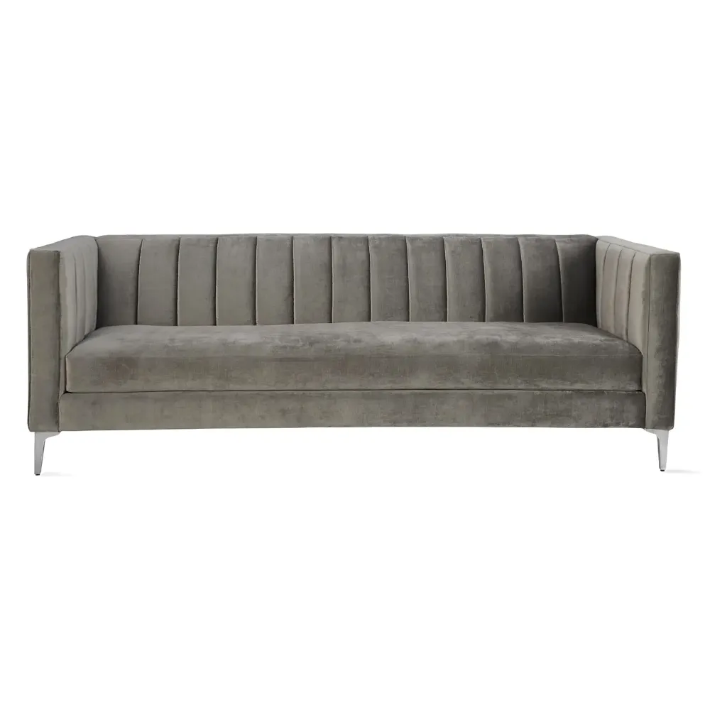 Sofia 2-Seater Panel Style Couch - Velvet - 220cm