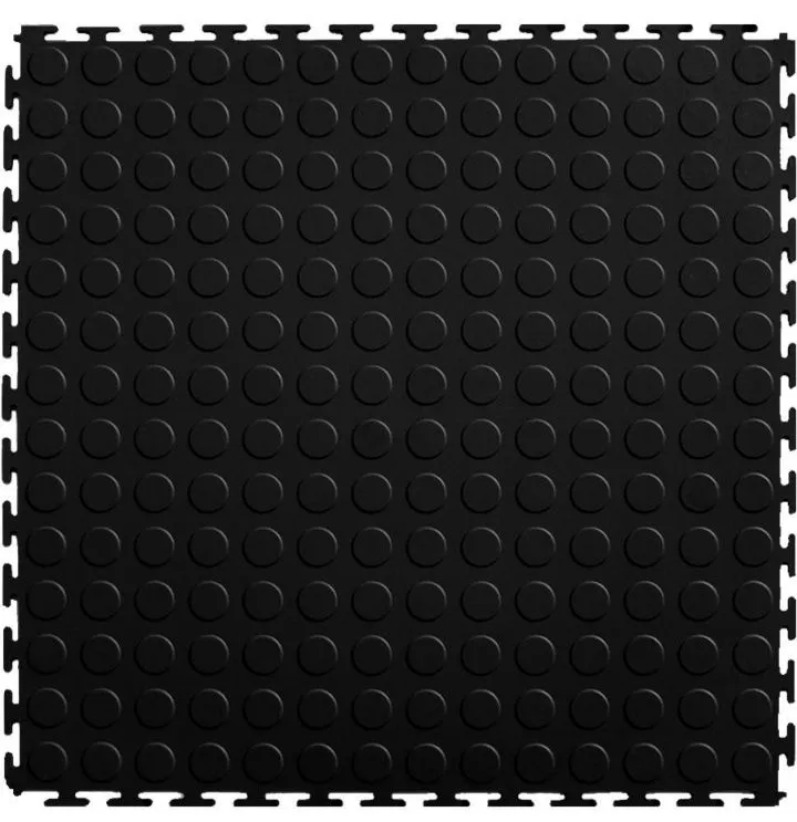 ZEE - PVC Interlocking Rubber Floor Tile - Gym Mats (4-Pack)-Various Colors - Black