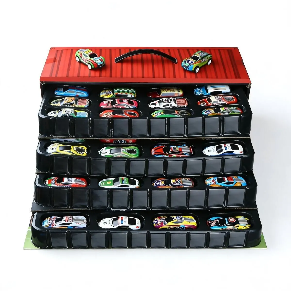 Stuff Box 48 Pieces Pull Back Cars Set Container Car Storage